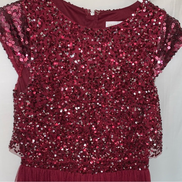 Bridesmaid mix dress. Red with sequence top - Picture 1 of 5